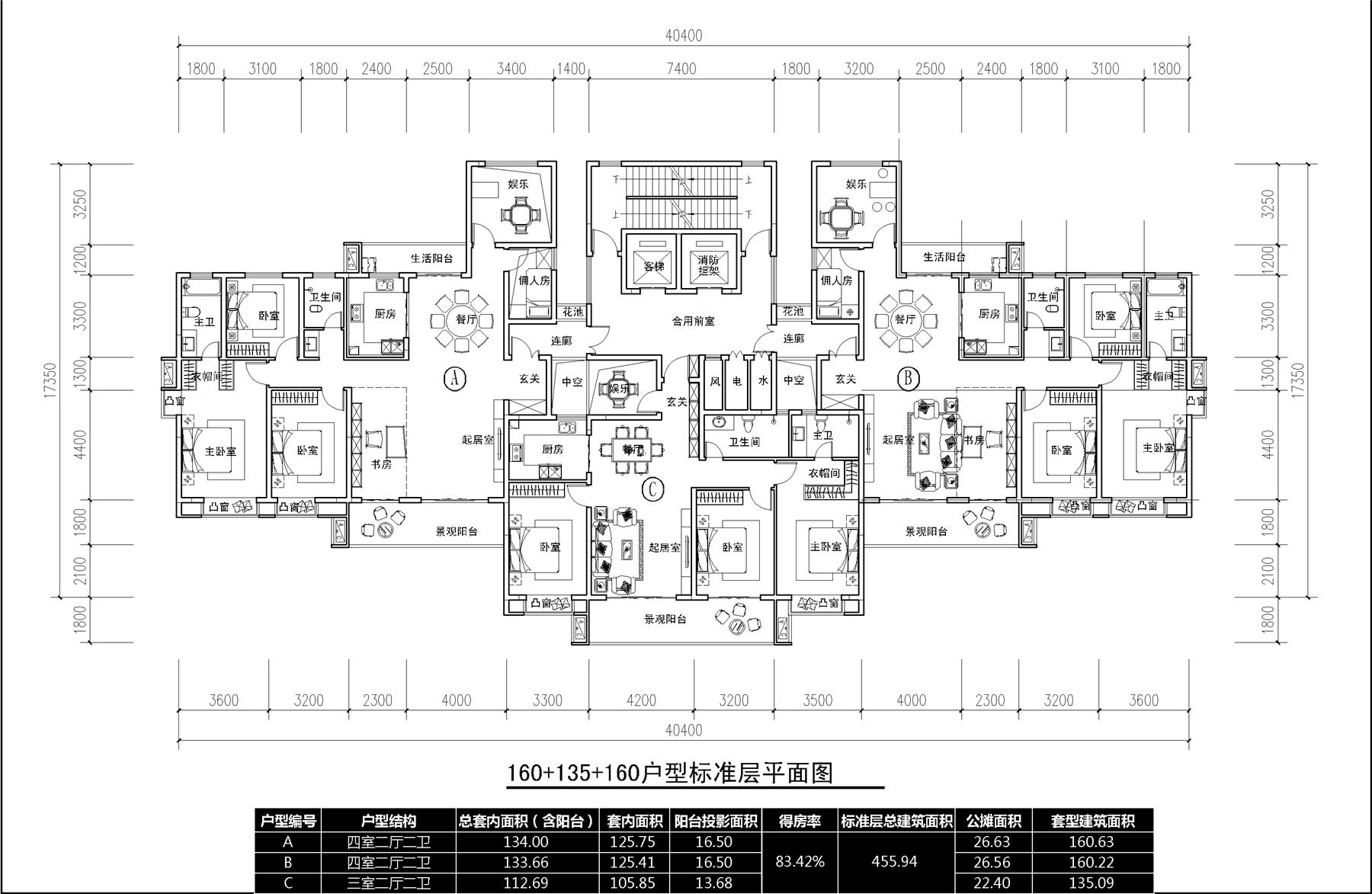 戶型-一梯三戶一類高層住宅8
