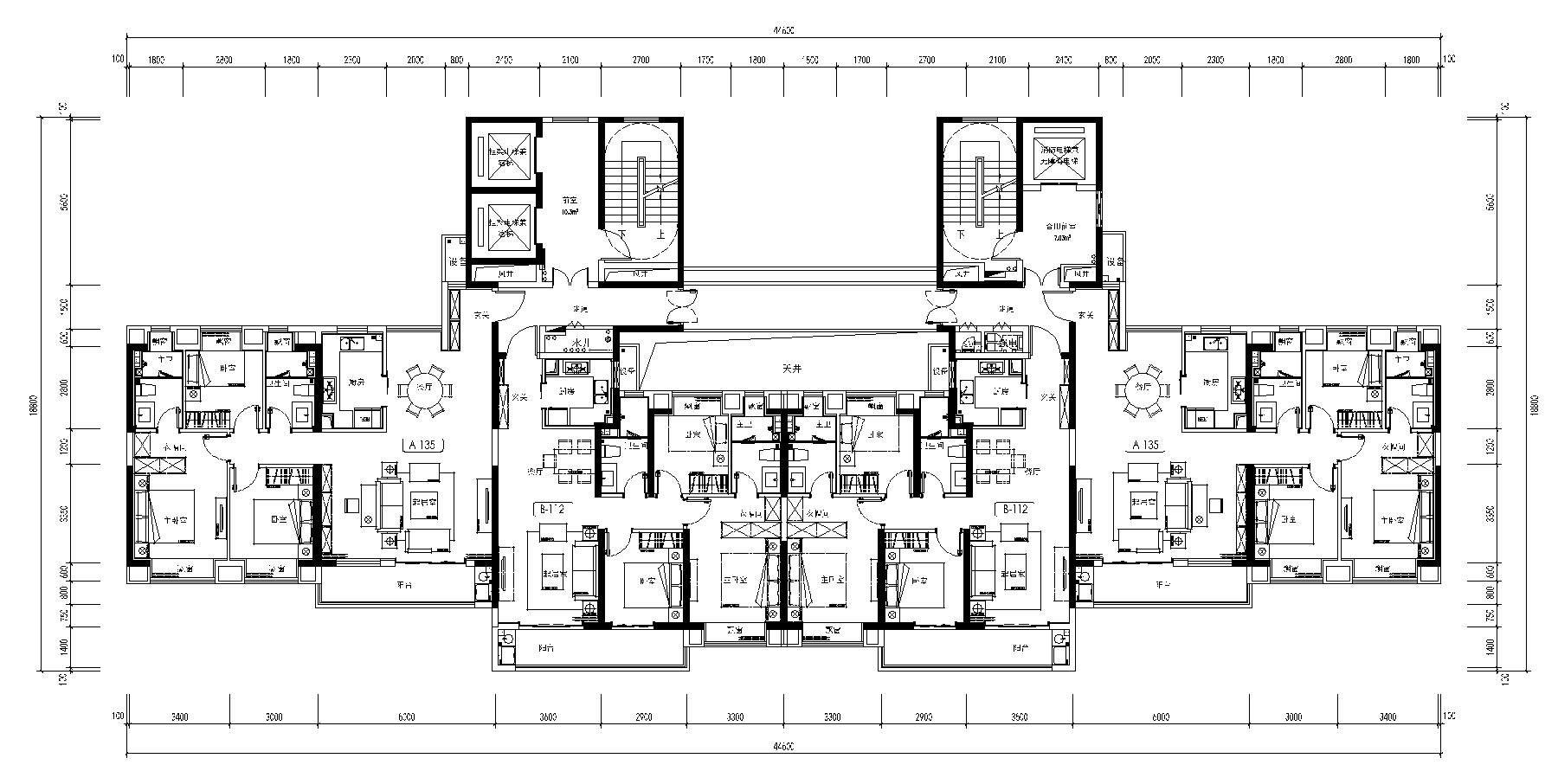 戶型-T2 T4標(biāo)準(zhǔn)化CAD戶型~135+112