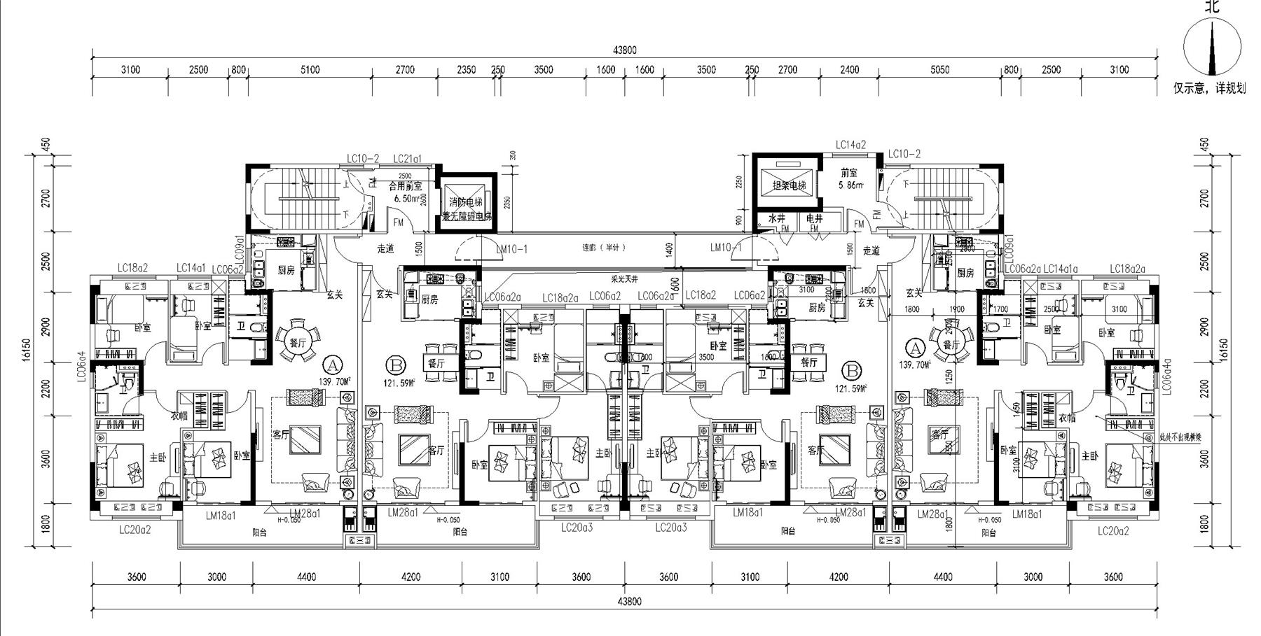 戶型-YJ140&125-a(T4-33X)(三開間 四房三房 合廳 南方版)