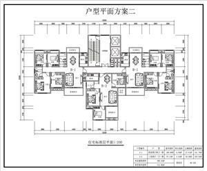 戶型-多個經(jīng)典一梯多戶一類高層住宅戶型圖（南北通透）-二戶型