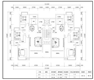 戶(hù)型-洋房  T2  面寬21.1  進(jìn)深15.4