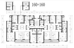 戶型-貫通梯 三跑 雙電梯洋房戶型-160+160