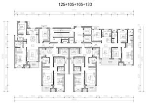 戶型-集中式  125+105+105+133-50款高層常用戶型整理