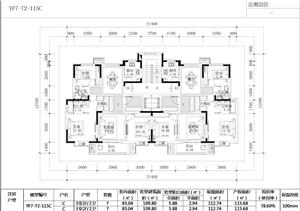 戶型-T2洋房-三面寬-115平-四室兩衛(wèi)