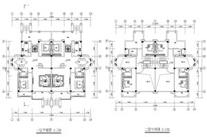 戶型-歐式獨棟別墅方案圖含平立剖2