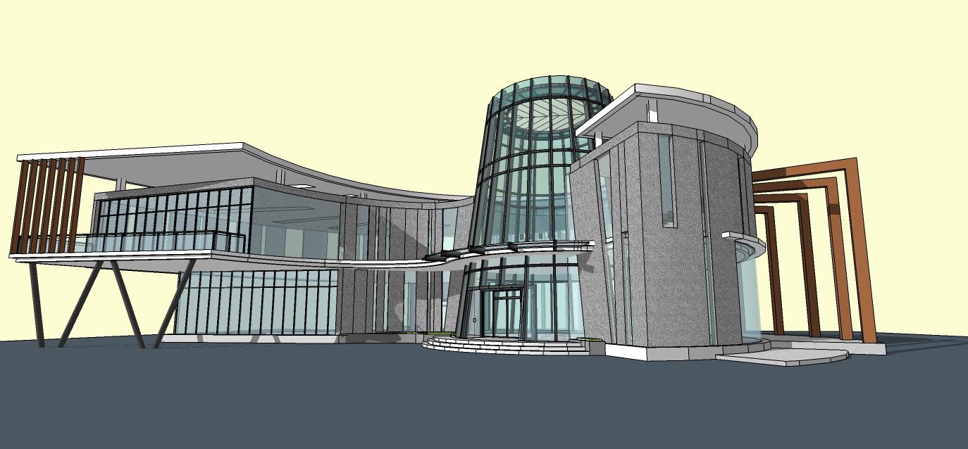 現(xiàn)代會所-弧形平面-外觀|模型|效果圖