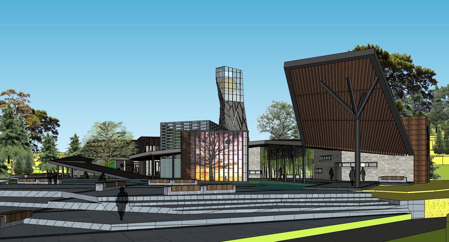 香泉映月游客接待中心 現(xiàn)代模型2-外觀|模型|效果圖